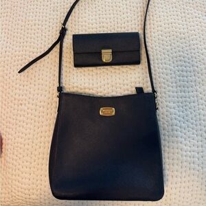 Michael Kors navy blue crossbody bag with matching wallet